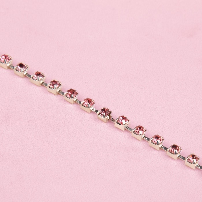 Цепь со стразами, металл, стекло, 3 мм, SS12, 9 ± 1 м, цвет розовый Цепь со стразами, металл, стекло, 3 мм, SS12, 9 ± 1 м, цвет розовый