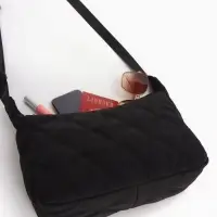 Сумка женская багет на молнии, 30&times;10&times;19 см, чёрная