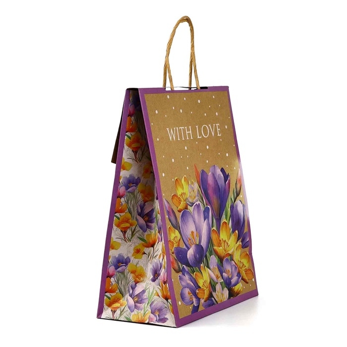 Пакет с клапаном «Подарок», цветы, крафт, глиттер, 19,5 × 10 × 25.2 см Пакет с клапаном «Подарок», цветы, крафт, глиттер, 19,5 × 10 × 25.2 см