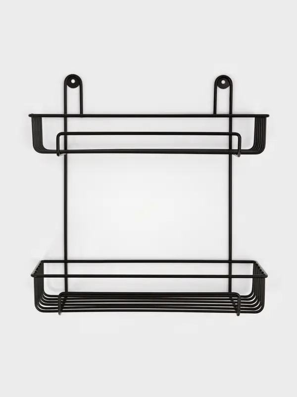 Полка для ванной прямоугольная, 2-х ярусная, 29*12,5*30 см, цвет черный Полка для ванной прямоугольная, 2-х ярусная, 29*12,5*30 см, цвет черный