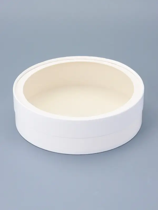 Коробка подарочная круглая с окном, завальцованная, белая, 20&times;6 см