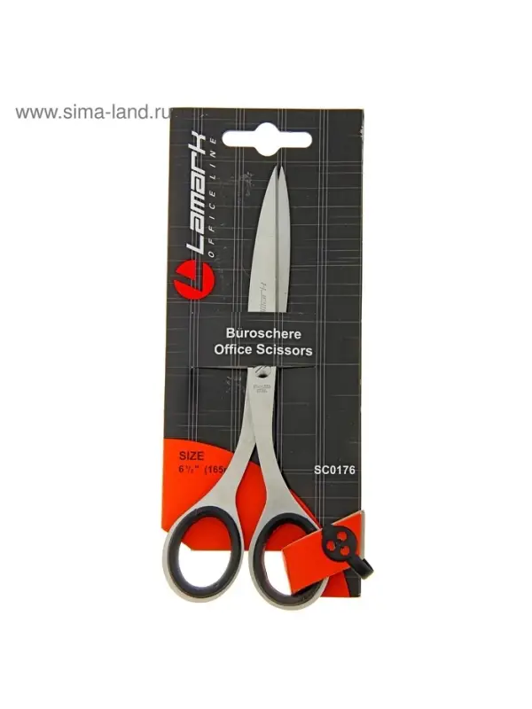 Ножницы Lamark 16.5 см, металлические ручки с резиновой вставкой