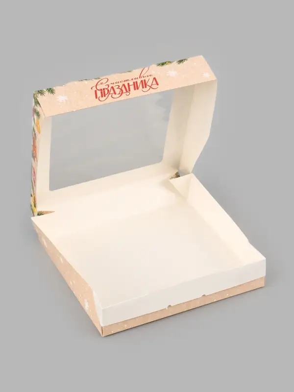 Коробка подарочная, самосборная &laquo;Еловые ветки&raquo;, 20&times;20&times;4 см