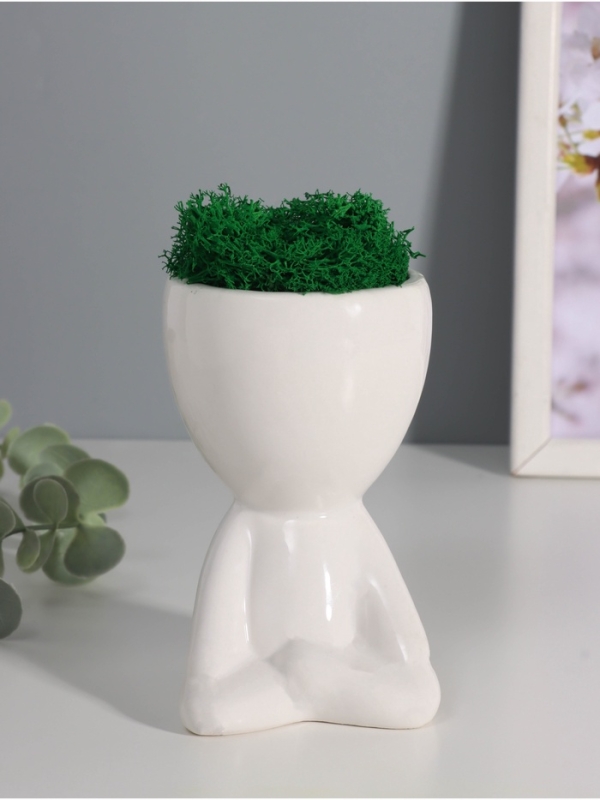 Кашпо керамика  Кашпо керамика "Мистер Грин йог" 11,5*7*8 см белый