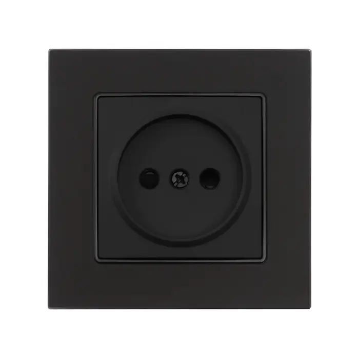 Розетка TOT Matte Glass, 10 А, стекло, скрытая, одноместная, без заземления, чёрная