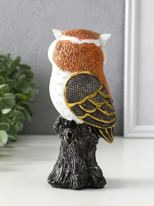 Фигурка полистоун &laquo;Мудрая сова Мадлен&raquo;, белая с золотом, 15&times;7.5&times;8 см