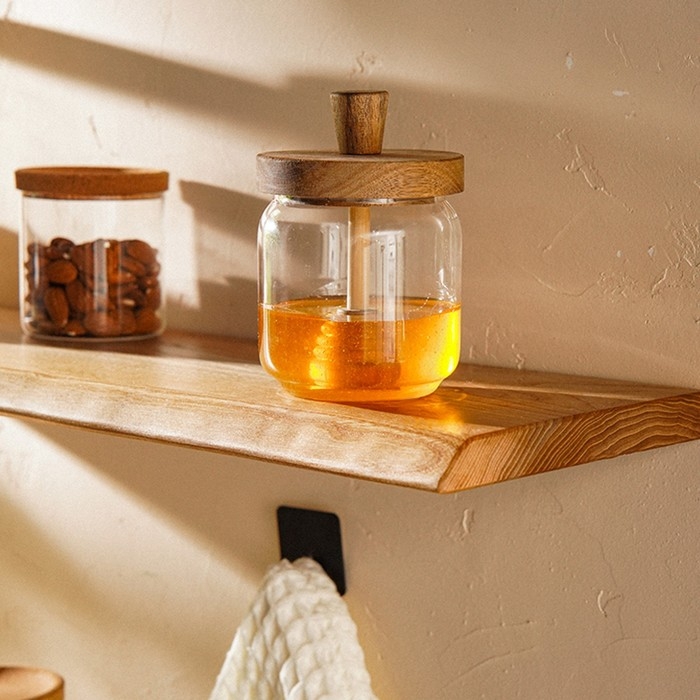 Баночка для меда с крышкой и ложкой из акации SL Home Баночка для меда с крышкой и ложкой из акации SL Home "Южная акация" 450 мл, 9х13,5 см