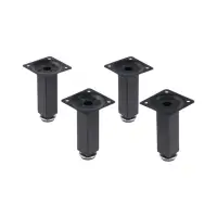 Опора квадратная OKV001BL ТУНДРА, d=25&times;25 мм, H=100 мм, чёрная, 4 шт.
