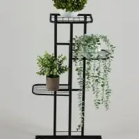 Подставка для цветов Greengo, 4 полки, 43&times;22&times;82 см, напольная, металл, чёрная