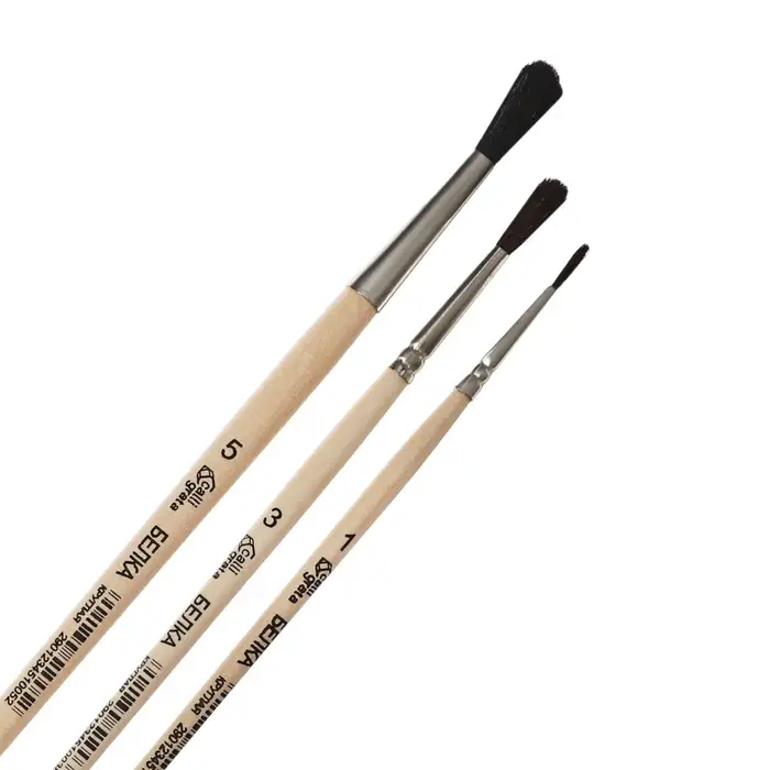 Набор кистей для рисования, белка, 3 штуки: №: 1, 3, 5, Calligrata, круглые, деревянная ручка, в пакете