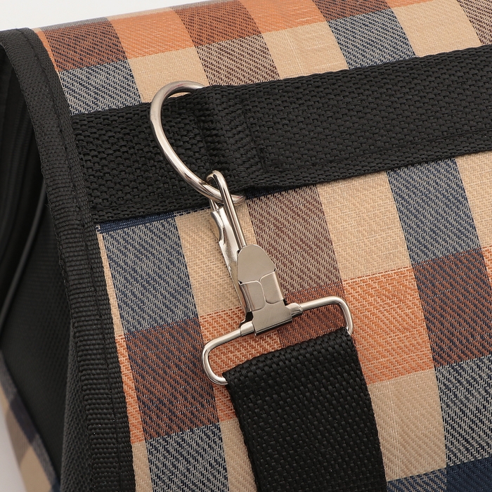 Сумка-переноска каркасная со шторкой, размер L, 53 х 22 х 29 см, клетчатая Сумка-переноска каркасная со шторкой, размер L, 53 х 22 х 29 см, клетчатая