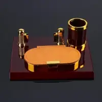 Набор настольный, органайзер 3 в 1 с визитницей, красное дерево