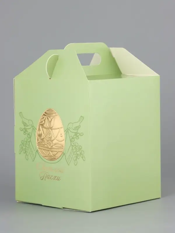 Коробка подарочная пасхальная, тиснение золотой фольгой «Золотая Пасха» 15×15×18 см