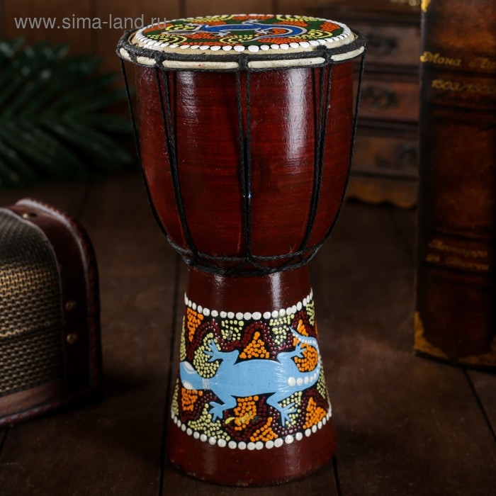 Сувенирный музыкальный инструмент Сувенирный музыкальный инструмент "Барабан Джембе Разноцветный" 13x13x24 см, МИКС
