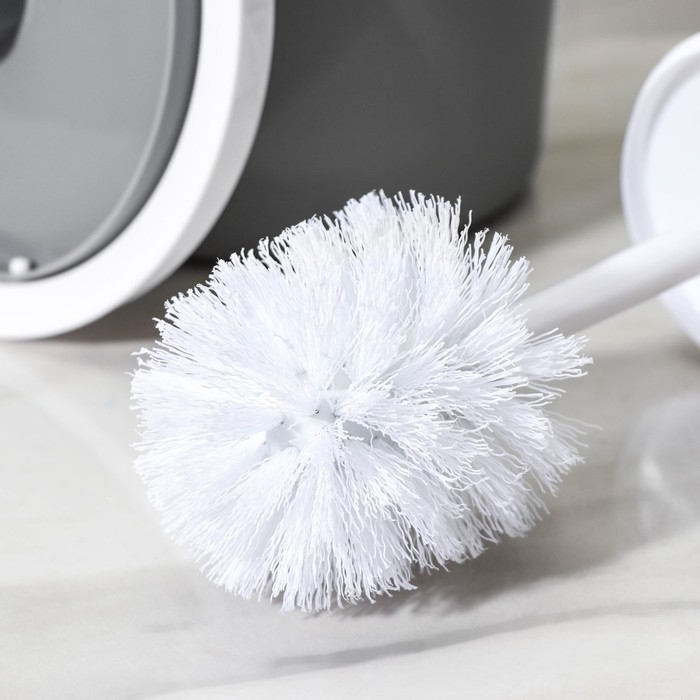 Набор аксессуаров для ванной комнаты «Лайт», 6 предметов (мыльница, дозатор, 2 стакана, ёршик, ведро), цвет серый Набор аксессуаров для ванной комнаты «Лайт», 6 предметов (мыльница, дозатор, 2 стакана, ёршик, ведро), цвет серый