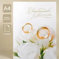 Папка для свидетельства о заключении брака, А4 &laquo;Белые розы&raquo;