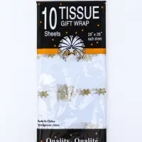 Бумага упаковочная тишью "Снежинки со звездами", золотистый, 50 х 66 см Бумага упаковочная тишью "Снежинки со звездами", золотистый, 50 х 66 см