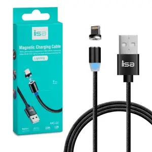 Кабель USB на Lightning 1.2m 2A магнитный MС-02 ISA черный