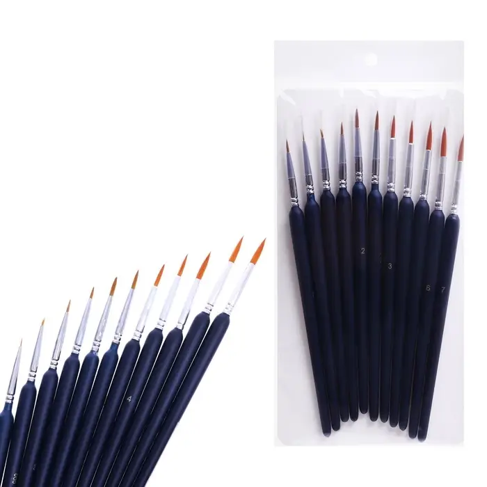 Набор кистей для рисования, нейлон, 11 штук: № 00000, 000, 00, 0, 1, 2, 3, 4, 5, 6, 7, Calligrata, круглые, деревянная ручка, международный размер