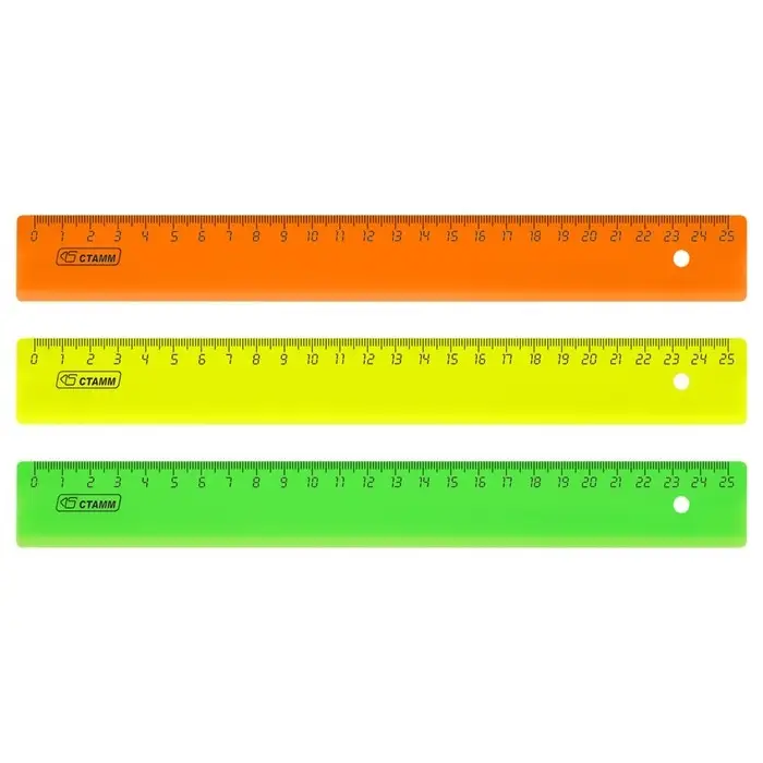 Линейка 25 см Стамм, пластиковая, непрозрачная, неоновые цвета, европодвес, микс Линейка 25 см Стамм, пластиковая, непрозрачная, неоновые цвета, европодвес, микс