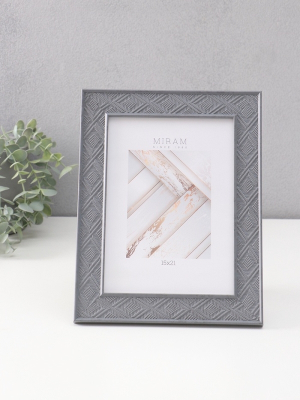 Фоторамка пластик Фоторамка пластик "МИРАМ" 15х21 см, тёмно-серый