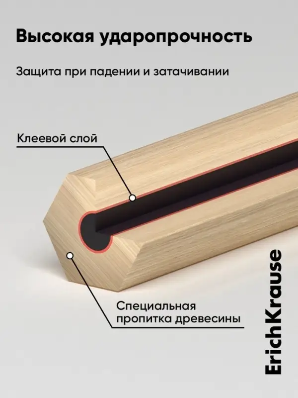Набор карандашей чернографитных ErichKrause. ArtBerry, 6 штук, разной твёрдости, шестигранные, деревянные, серебристый корпус