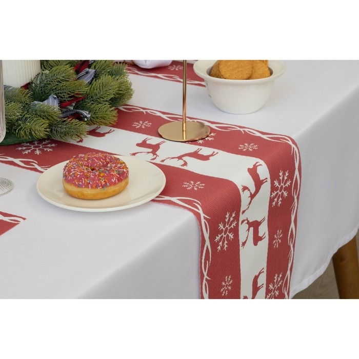 Дорожка новогодняя на стол Доляна «Новый год», сервировочная, 180×30 см Дорожка новогодняя на стол Доляна «Новый год», сервировочная, 180×30 см
