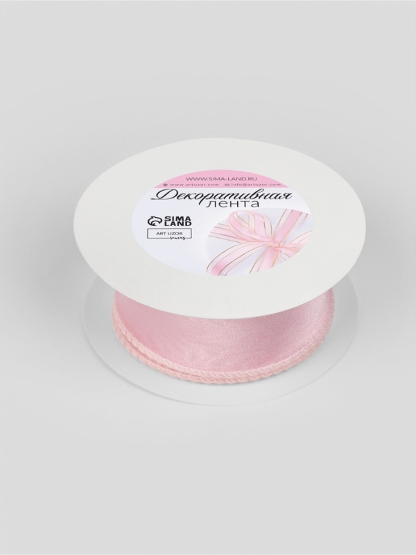 Лента капроновая «Волна», с блеском, 40 мм, 10 ± 1 м, цвет светло-розовый №36