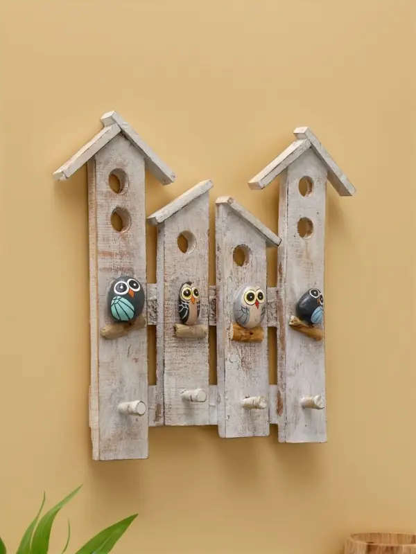 Вешалка &laquo;Скворечник с воробьями&raquo;, 35&times;6.5&times;33.5 см, дерево албезия