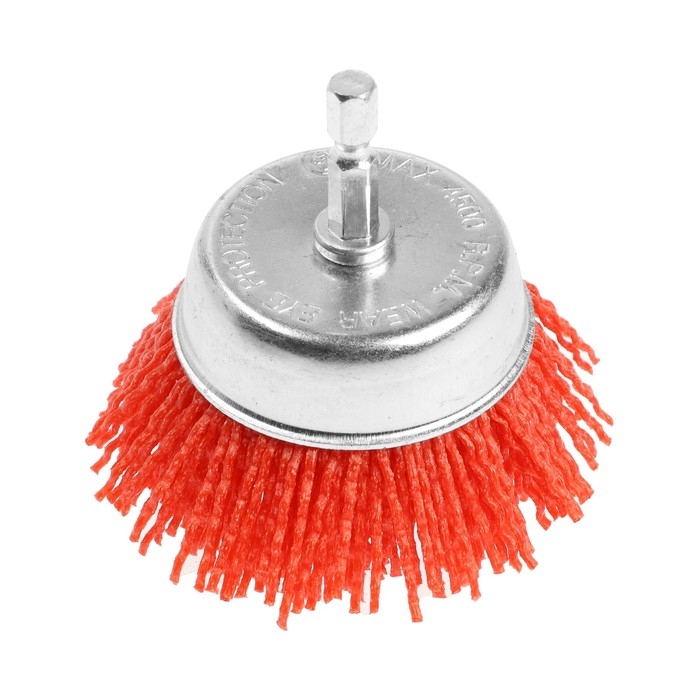 Щетка нейлоновая для дрели ТУНДРА, со шпилькой,  Щетка нейлоновая для дрели ТУНДРА, со шпилькой, "чашка", 75 мм