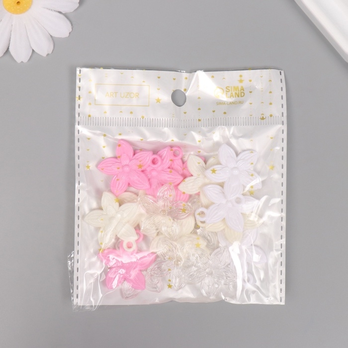Декор для творчества пластик Декор для творчества пластик "Пятилистник" МИКС набор 20 гр 3х2,6х0,3 см