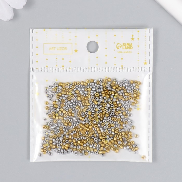 Бисер стекло 11/0  Бисер стекло 11/0 "Металлик. Меланж. Золото и серебро" 10 гр
