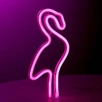 Неоновая вывеска &laquo;Фламинго&raquo; 15x29 см, от батареек ААх3, USB, свечение розовое