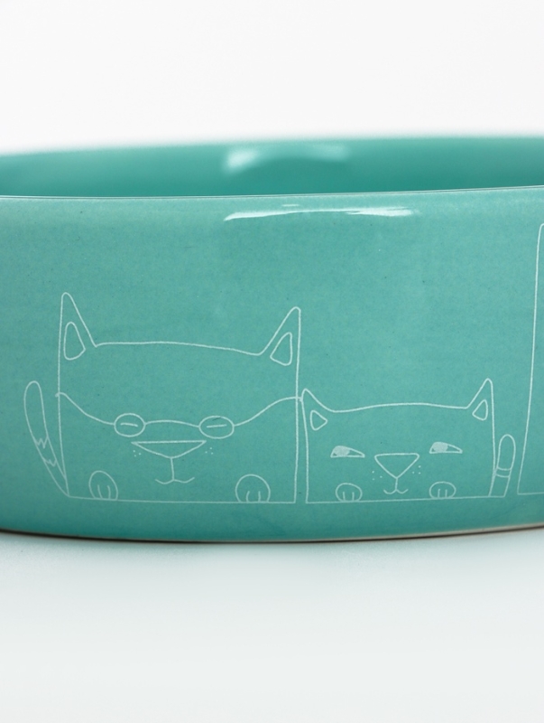 Миска керамическая  Миска керамическая "Meow" 300 мл, 13,4 x 4 cм, бирюзовая