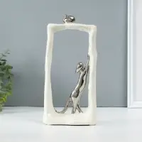 Фигурка керамика &laquo;Кошки-мышки - охота. Прямоугольник&raquo;, белый с серебром, 6.2&times;12&times;24.5 см