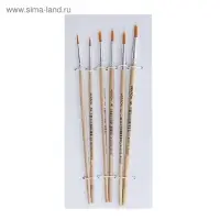 Набор кистей для рисования, нейлон, 6 штук: №1, 2, 3, 4, 5, 6, круглые, деревянная ручка, международный размер