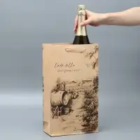 Пакет подарочный под две бутылки, упаковка, Winery, 35&times;20&times;9 см