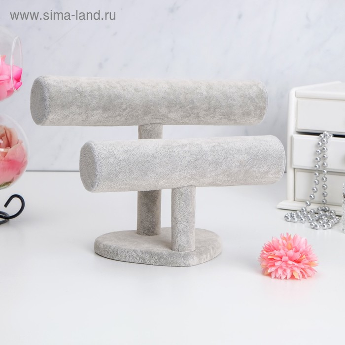 Подставка для часов, браслетов, двухуровневая, сердце, 26×11×18 см, d=5 см, цвет серый Подставка для часов, браслетов, двухуровневая, сердце, 26×11×18 см, d=5 см, цвет серый
