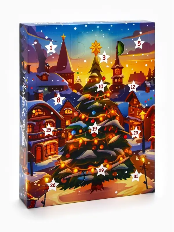 Адвент календарь новогодний с мёдом «С Новым Годом», облепиха, кедровые орешки, малина, цитрус, клубника Адвент календарь новогодний с мёдом «С Новым Годом», облепиха, кедровые орешки, малина, цитрус, клубника