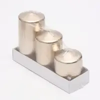 Свеча столбик 6&times;7.5, 10, 12.5 см, набор 3 шт., пудровый металлик