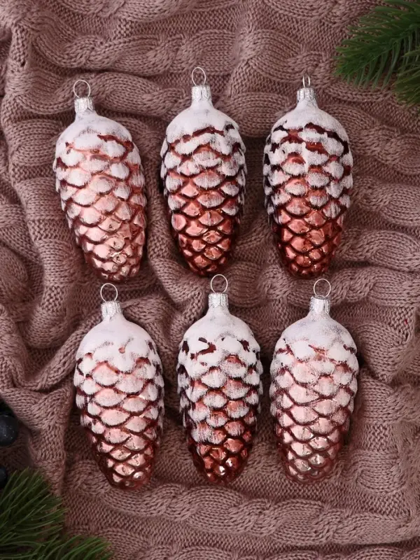 Ёлочные игрушки &laquo;Шишки сосновые&raquo; микс, (набор 6 шт.) h=9 см