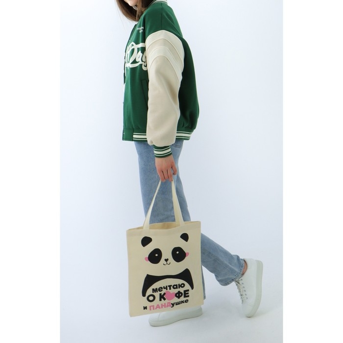 Шопер детский для девочки Панда без молнии, без подкладки, цвет бежевый Шопер детский для девочки Панда без молнии, без подкладки, цвет бежевый