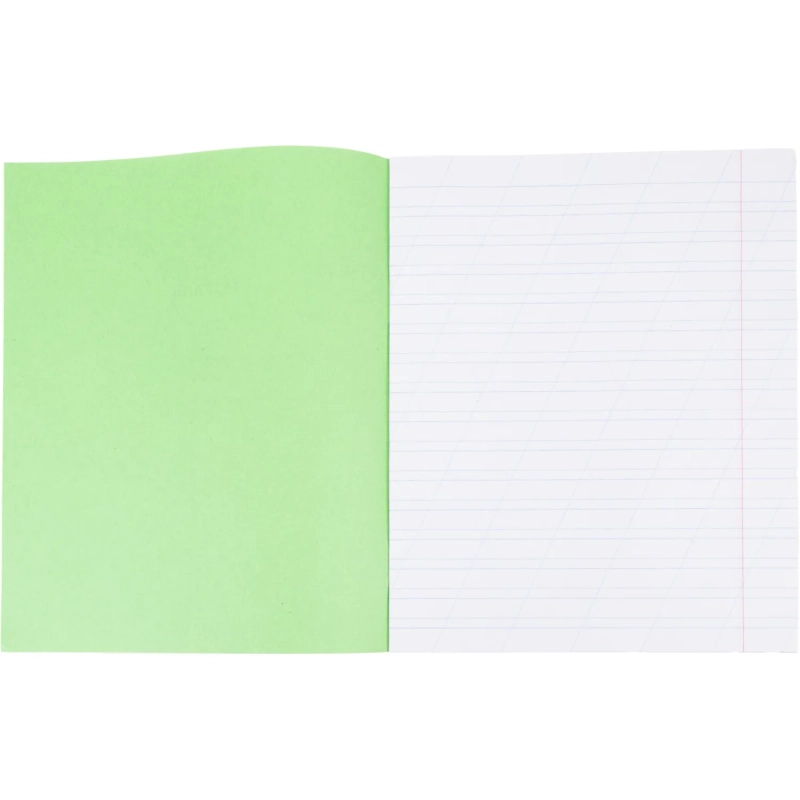 Тетрадь в зеленом офсете  12л., косая линия, штука, внутр.блок 100