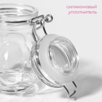 Банка стеклянная для хранения сыпучих продуктов Доляна «Чеснок», 100 мл, 7×8 см, с бугельным замком