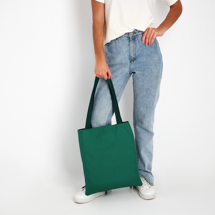 Шопер NAZAMOK, однотонный, 35х0.5х40 см, отд без молнии, без подклада, зелёный Шопер NAZAMOK, однотонный, 35х0.5х40 см, отд без молнии, без подклада, зелёный