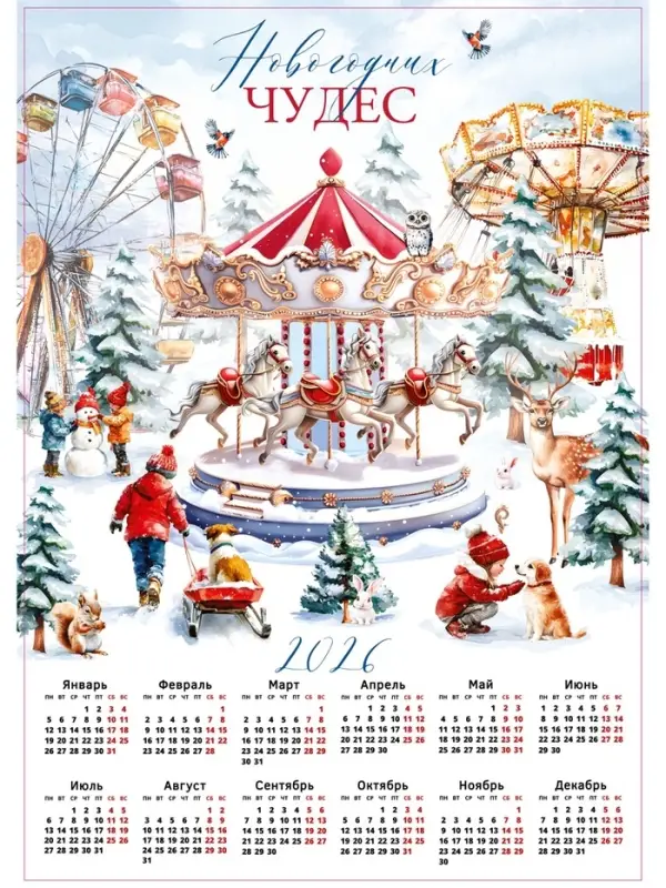 Календарь 2026 «Карусель», А2 Календарь 2026 «Карусель», А2