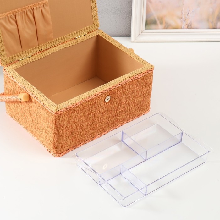 Шкатулка для рукоделия "Зелёно-оранжевая" 19х26х14,5 см