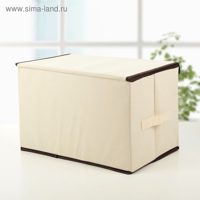 Короб стеллажный для хранения с крышкой «Фламинго», 39×25×25 см, цвет бежевый Короб стеллажный для хранения с крышкой «Фламинго», 39×25×25 см, цвет бежевый