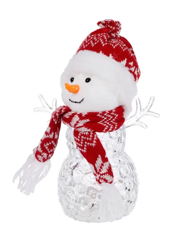 Фигура «Снеговик в красном» 28 см, 1 LED, от батареек ААА×3, свечение тёплое белое