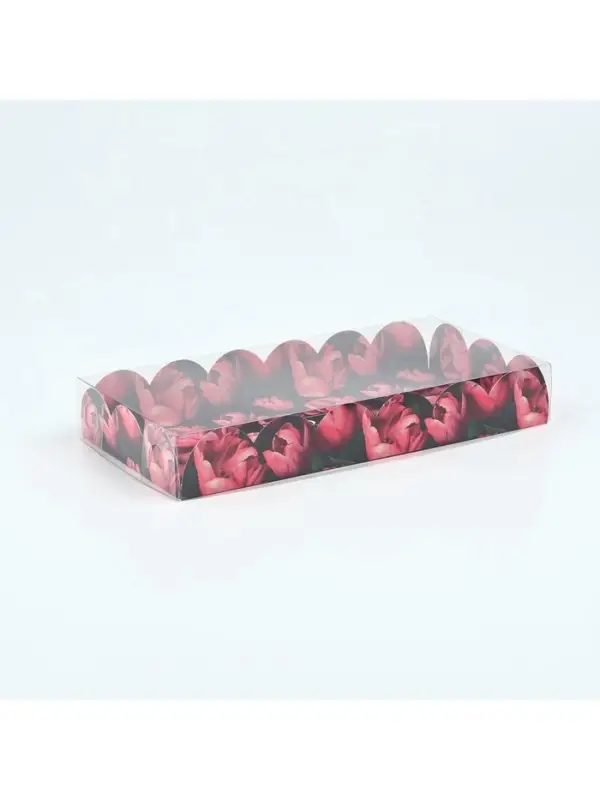 Коробка для кондитерских изделий с пластиковой крышкой &laquo;8 Марта&raquo;, 10.5&times;21&times;3 см